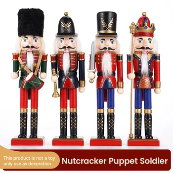 30cm Wooden Nutcracker Ornament Soldier Figurement Handcraft Doll Toy Home Office Table…