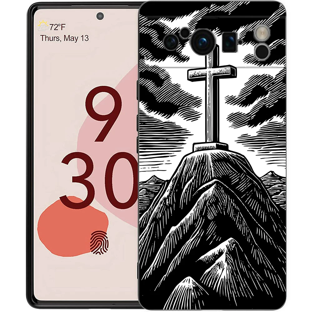 เคสโทรศัพท์ลายพระคัมภีร์คริสเตียน พระเยซู สำหรับ Google Pixel 10 9 8 7 6 Pro XL 9A 8A 6A 7A 5G เคสนิ่มกันกระแทก TPU สีดำ