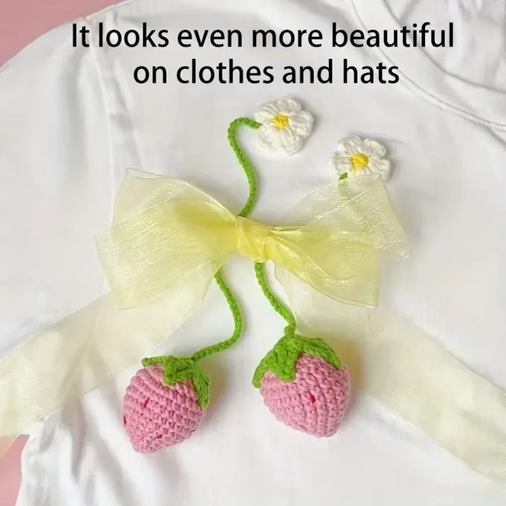 Wool Woven Crochet Curtain Tie Back Floral Design Strawberry/Sunflower Crochet Pendant Handmade Cute
