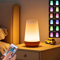 LED Table Lamp Touch Night Light USB Rechargeable Remote Control Dimmable Light with Muti-Colour Modes Beside Lamp for Bedroom