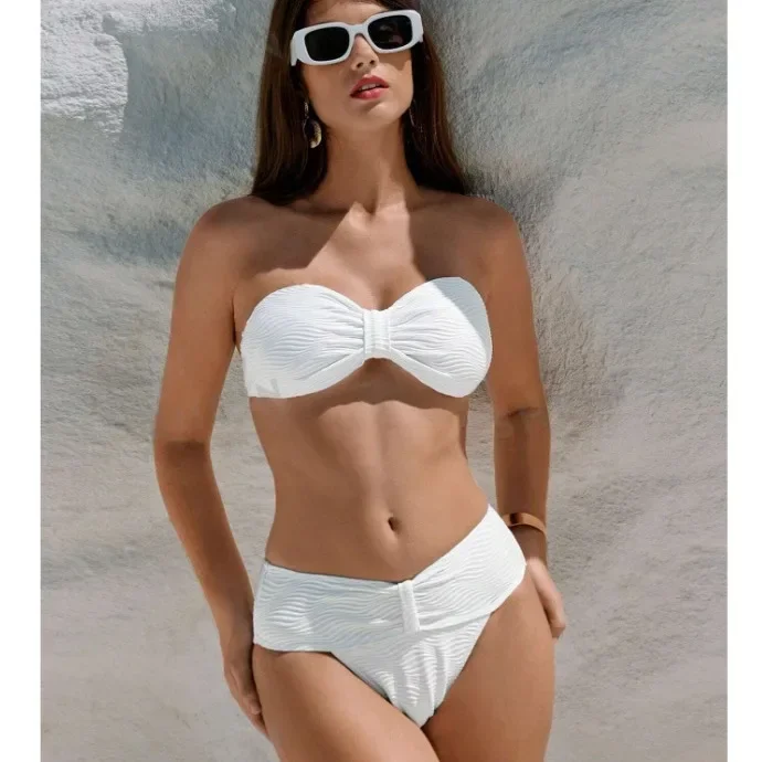 

Simple Pure Color Bikini Set Sexy Strapless Beach Vacation Ladies Swimsuit Separate Design for a Stylish And Flattering Look