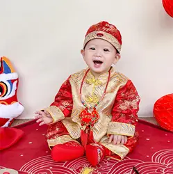 Baby Kids Tang Suit Chinese Traditional New Year Clothing Children Tang Clothing Photography Clothes One-Year-Old Costume
