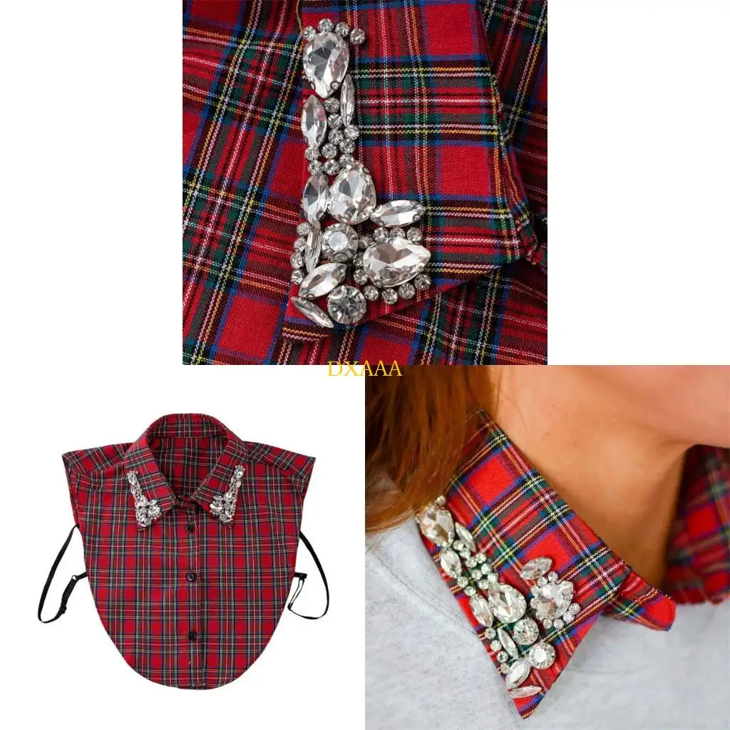 DXAA Fashionable False Collar Crystal Embellishments Quick Wear For Professional Attire