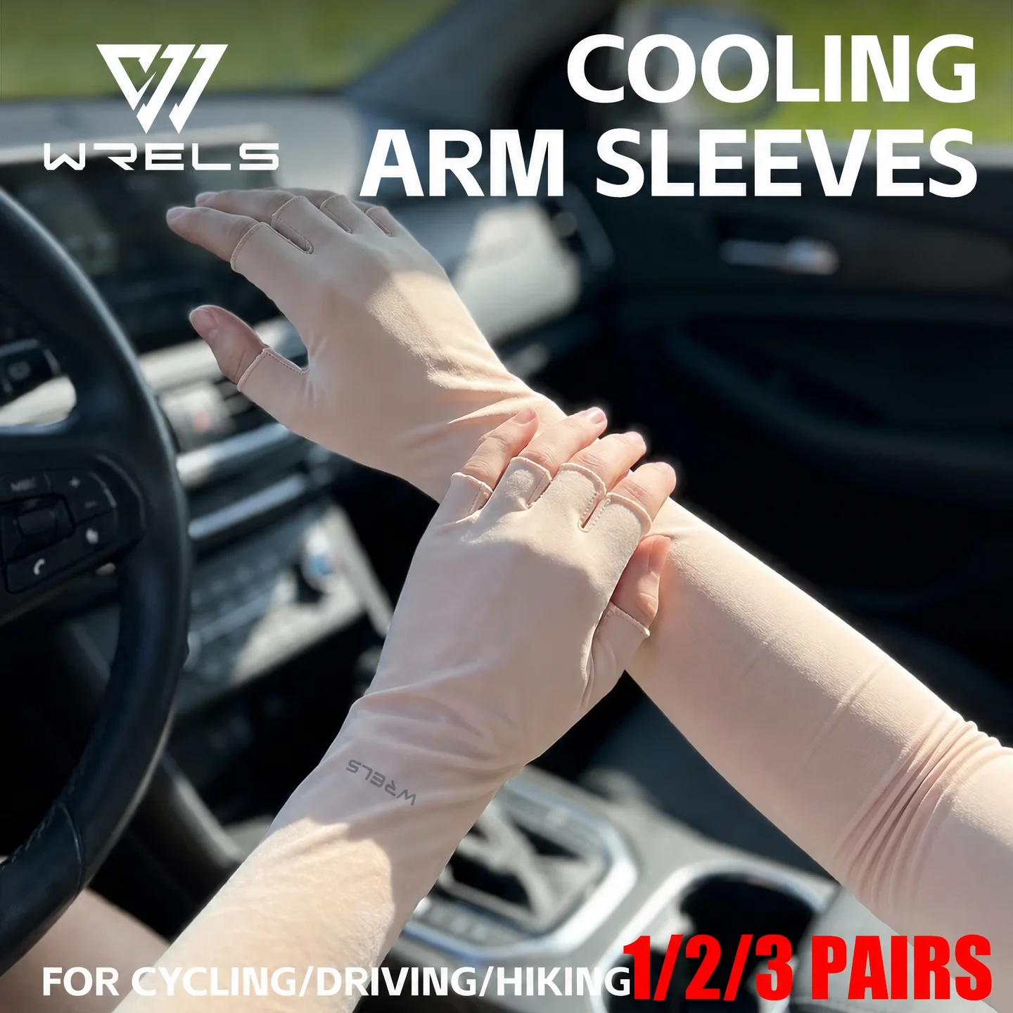 WRELS Anti-UV Cooling Ice Silk Arm Sleeves for Sports Outdoor Sunscreen Arm Protection Gloves