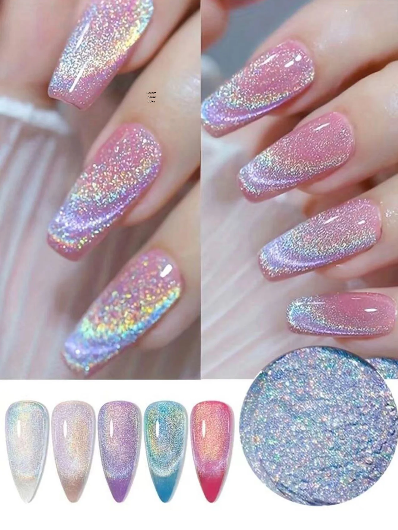 

15ML Universal Laser Rainbow Crystal Cat's Eye Gel Varnish Semi Permanent Soak Off Magnetic Cat Gel Nail Products Salons