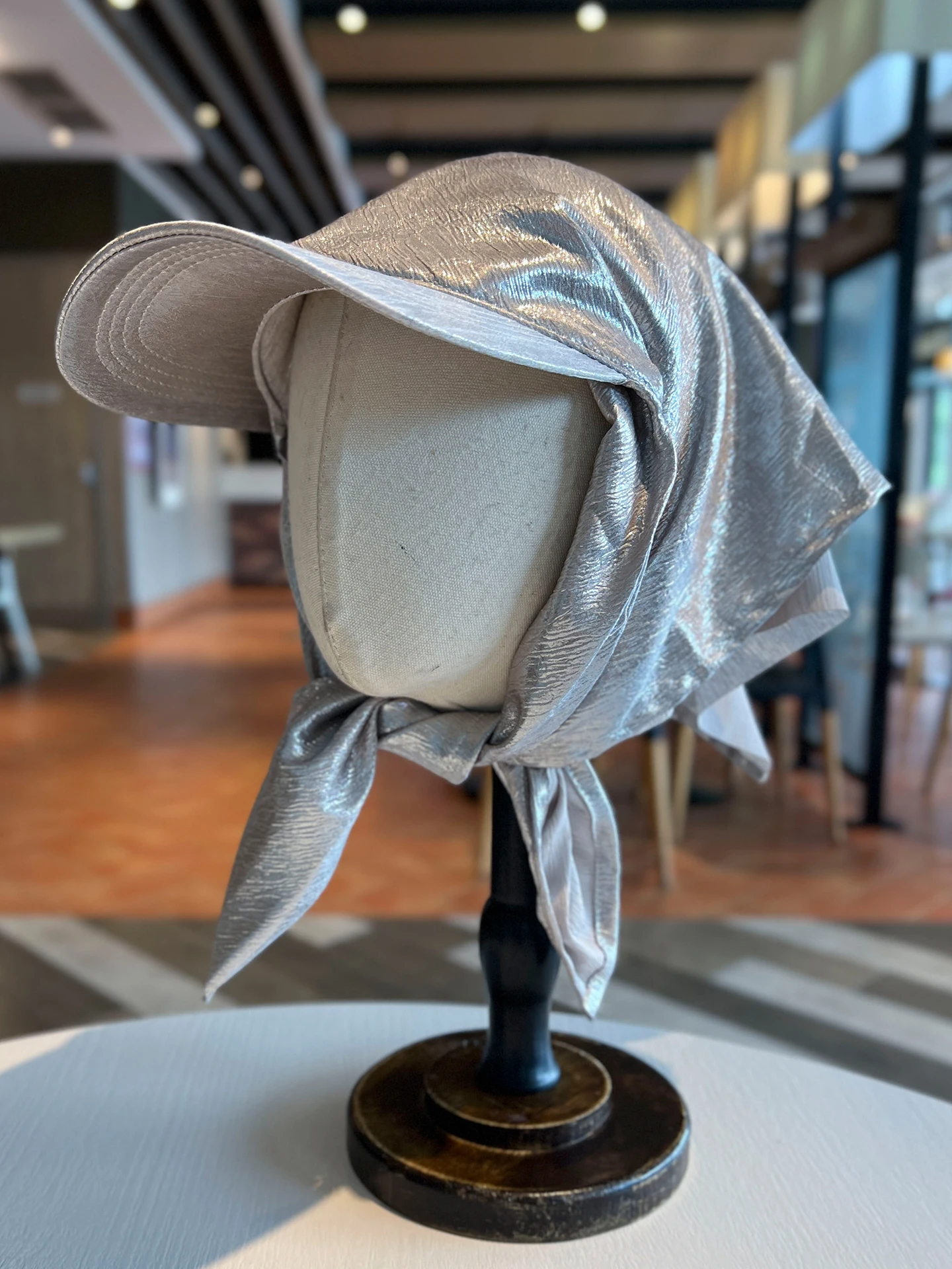 

Headscarf hat women's summer light and breathable plaid visor hat big head circumference sun protection cap