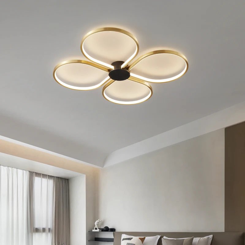 

All-copper master bedroom light atmosphere new simple circle creative Nordic light luxury living room dining room ceiling lamp