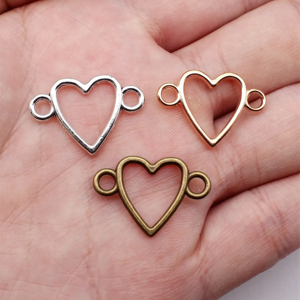 WYSIWYG 20pcs Charms Heart Link Connector 16x24mm Pendants Making DIY Handmade Jewelry