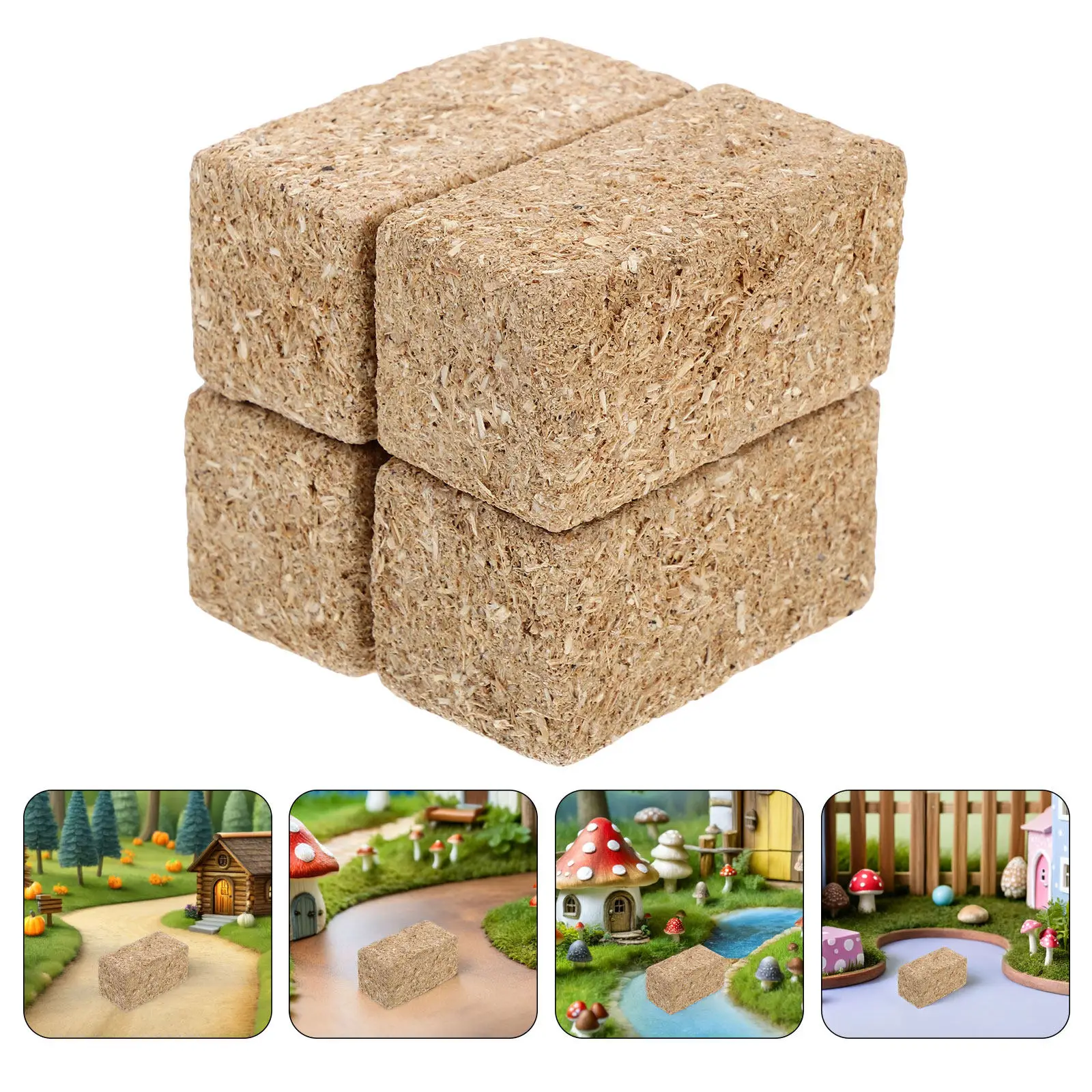 

Набор из 8 миниатюрных искусственных тюков сена для декора: реалистичные миниатюры для поделок, фермерских домиков, осеннего декора