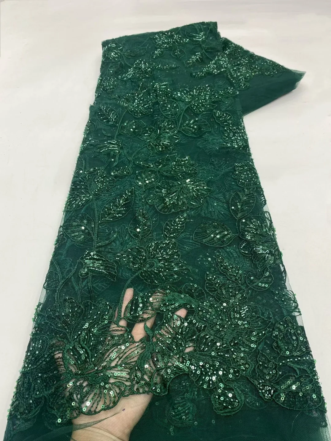 

Африканское кружево с вышивкой и пайетками, 5 ярдов, французское нигерийское кружево с бисером для свадебных платьев и шитья.