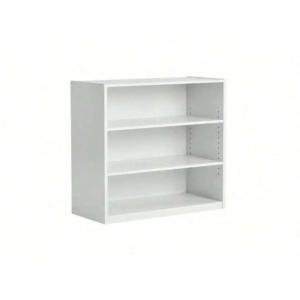 خزانة كتب ذات 3 أرفف مع أرفف قابلة للتعديل، باللون الأبيض #2
