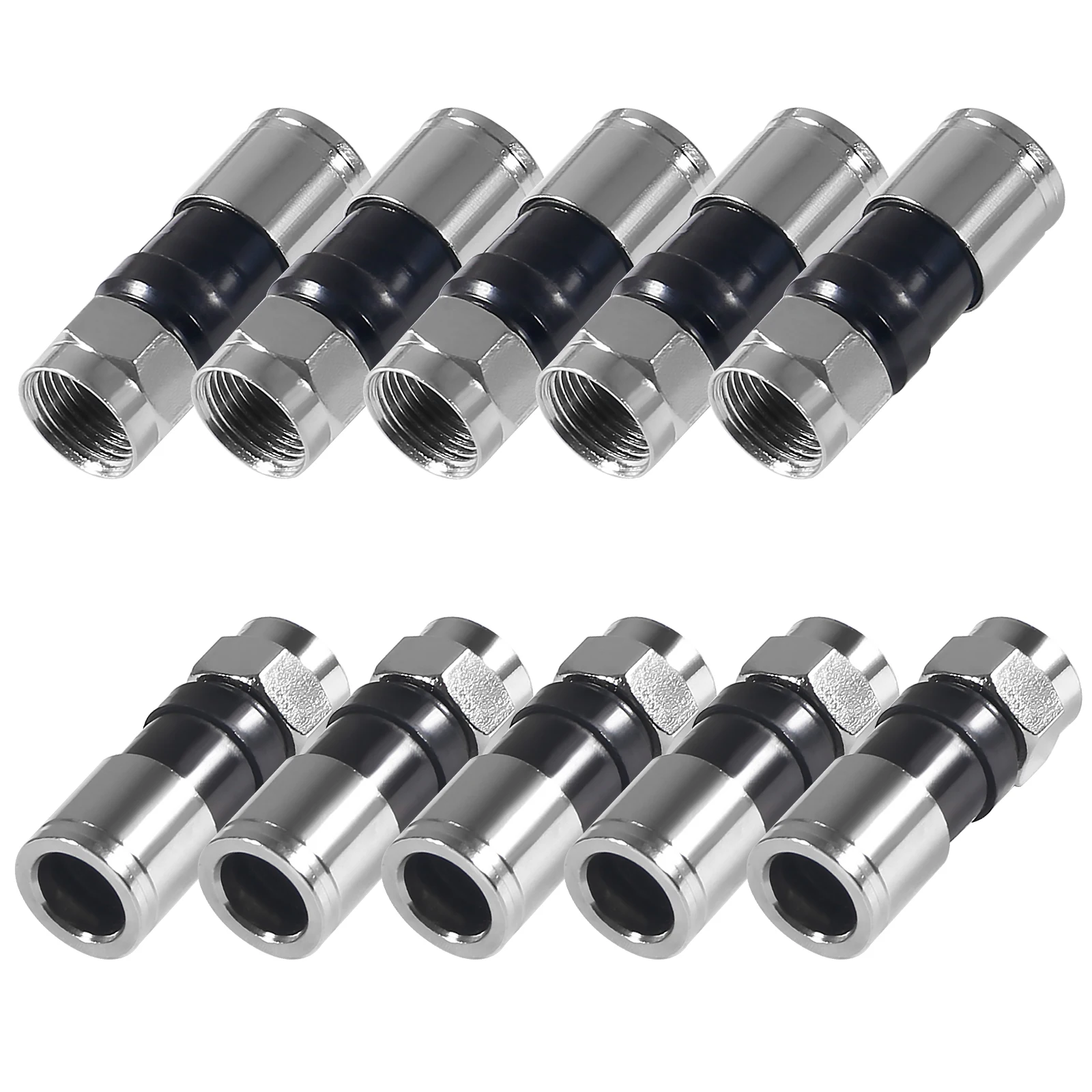 10 Pcs RG6 F Type Compression 2.7cm Snap Seal Plug Connector for Sky Satellite Virgin Cable