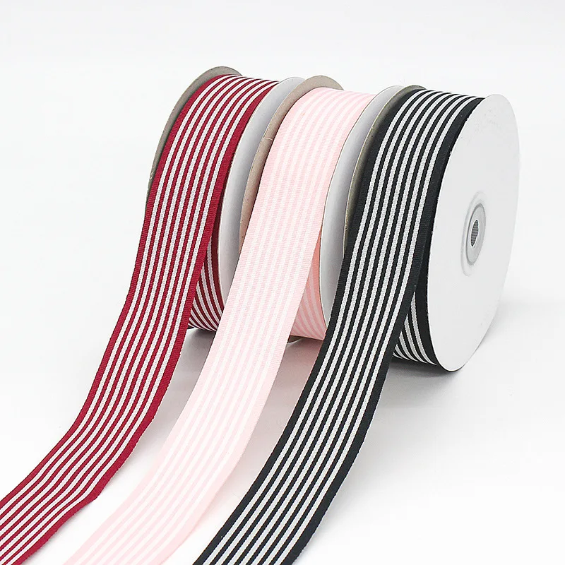 50 yardas 2,5 cm de ancho cintas a rayas de doble cara correas ramo embalaje de regalo accesorios para el cabello cintas