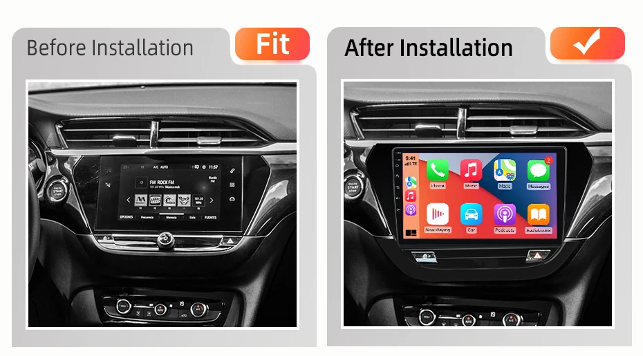 AWESAFE 9-Zoll-Android-Radio für Opel Corsa F 2019-2023, kabelloses CarPlay & Android Auto, GPS-Navigation, Multimedia, Unterstützung für Lenkradsteuerung, Subwoofer, Verstärker, Rückfahrkamera, mit CAN-BUS, EU Plug-and-Play, DAB+, digitales Autoradio, 2-DIN-Autoradio, Stereo, RDS, BT – Detail 2