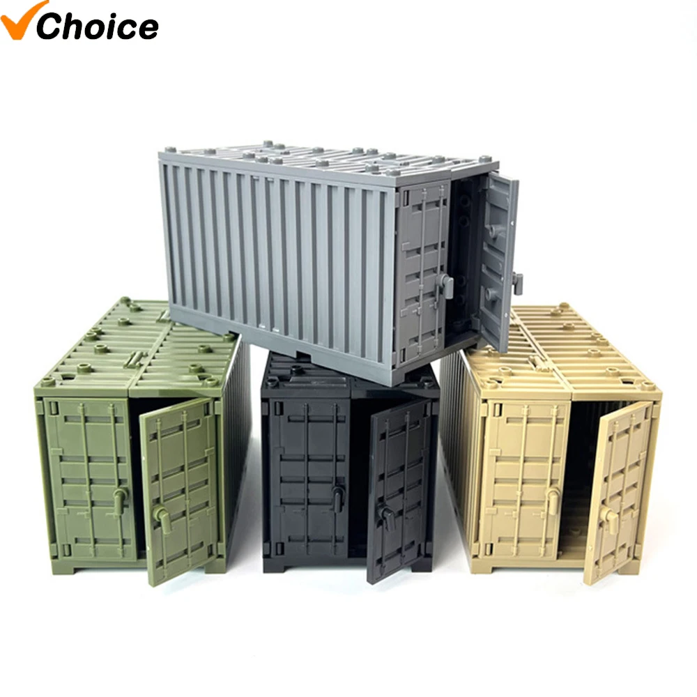 

Marumine MOC Military Container Weapon Boxes Bricks Accessories Army Scene WW2 Build Block Parts Shipping Transport Case Decor