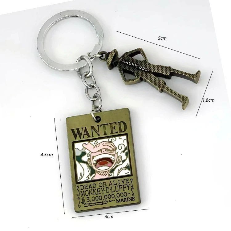 One Piece Luffy Roronoa Zoro Ace Secondary Creative Cartoon Wanted Keychain Personality Alloy Backpack Decorative Pendant Gift - view 5