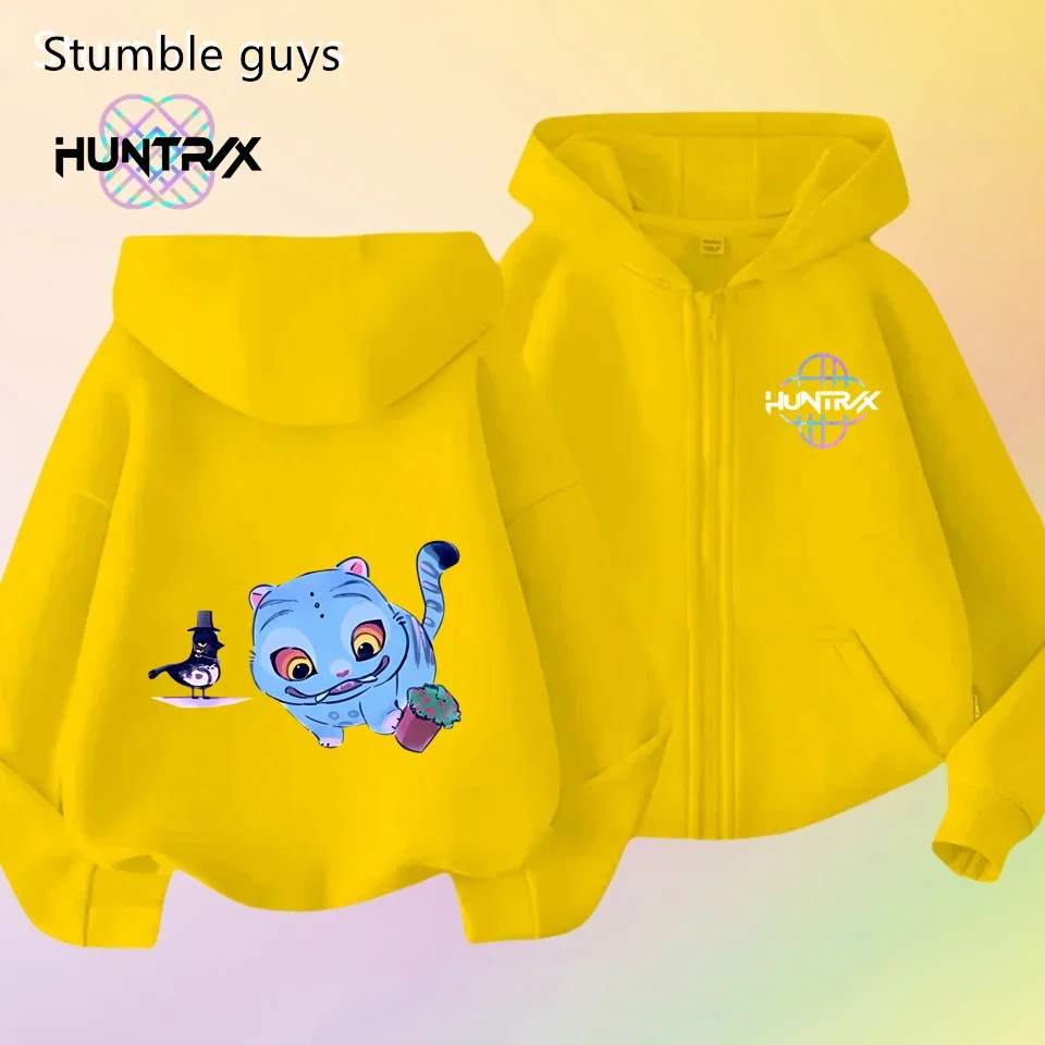 KPop شيطان الصيادين 3-12Y الاطفال قلنسوة بسحاب ربيع الخريف ملابس رياضية الفتيان ملابس الفتيات الدافئة طباعة عادية 2026 جديد