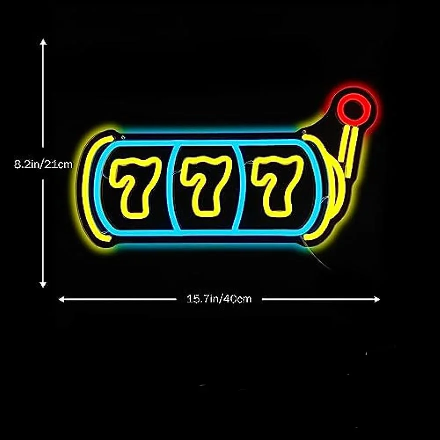 

Счастливая 777 неоновая фотография-фотографический номер-Настенный декор-Регулируемый для спальни и игровой комнаты, идеальный фотографический подарок