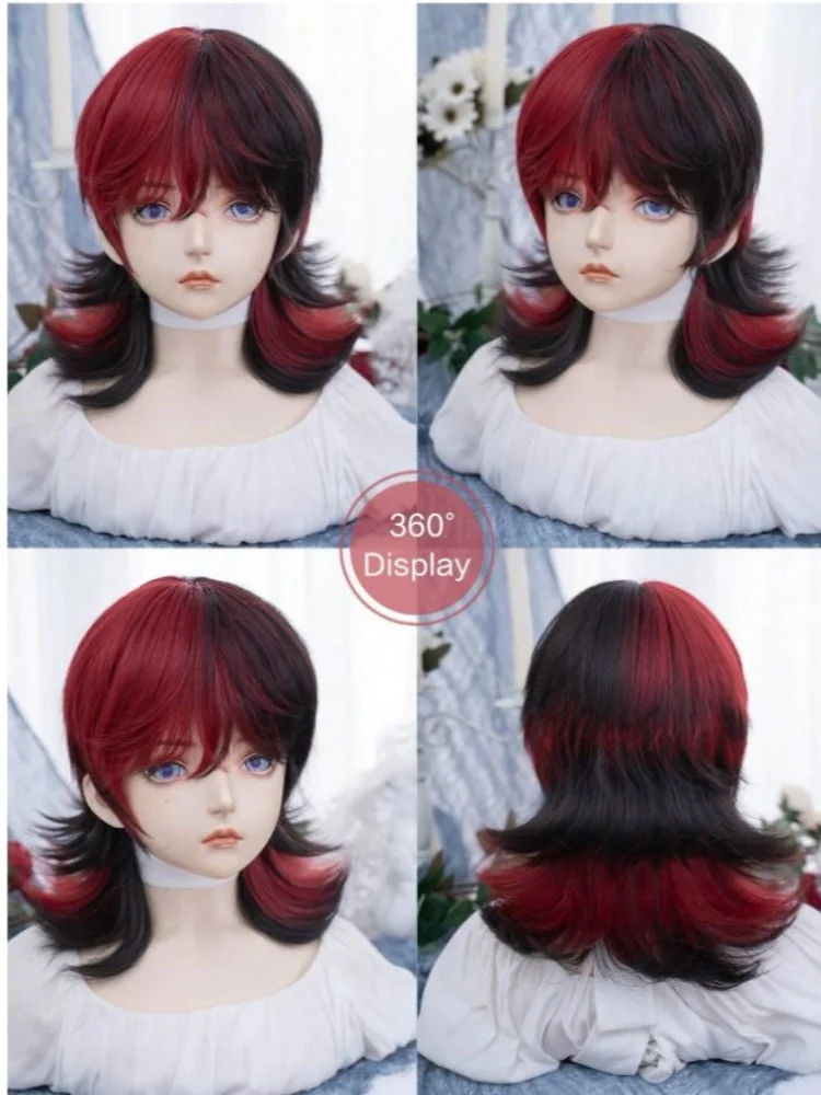 Alicegarden-synthetic heat-resistant wigs with bangs multi-color wigs, 16 inches，made from fiber, stylish, natural and realistic