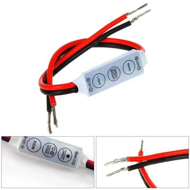 Mini 3 Buttons Light Strip Controller DC 12V 24V LED RGB Controler 4pin LED RGB Dimmer Connector for 2835 5050 LED Light Strip