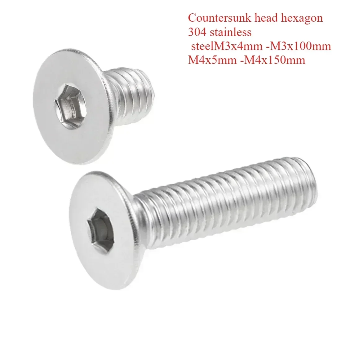 Nutrunner Flat Head Machine Screws M3 M4 Inner Hex 304 Stainless Steel Fasteners Bolts M3x4 M3x5 M3x6 M3x8 M3x10 4-140MM  Fhcs