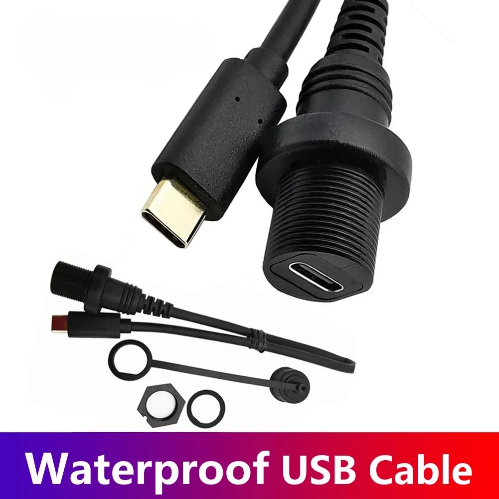 USB-C IP67 Waterproof Cable type-c 3.1 IP 67 Male to Female Panel Mount Water Proof Connector Extension cord 30cm