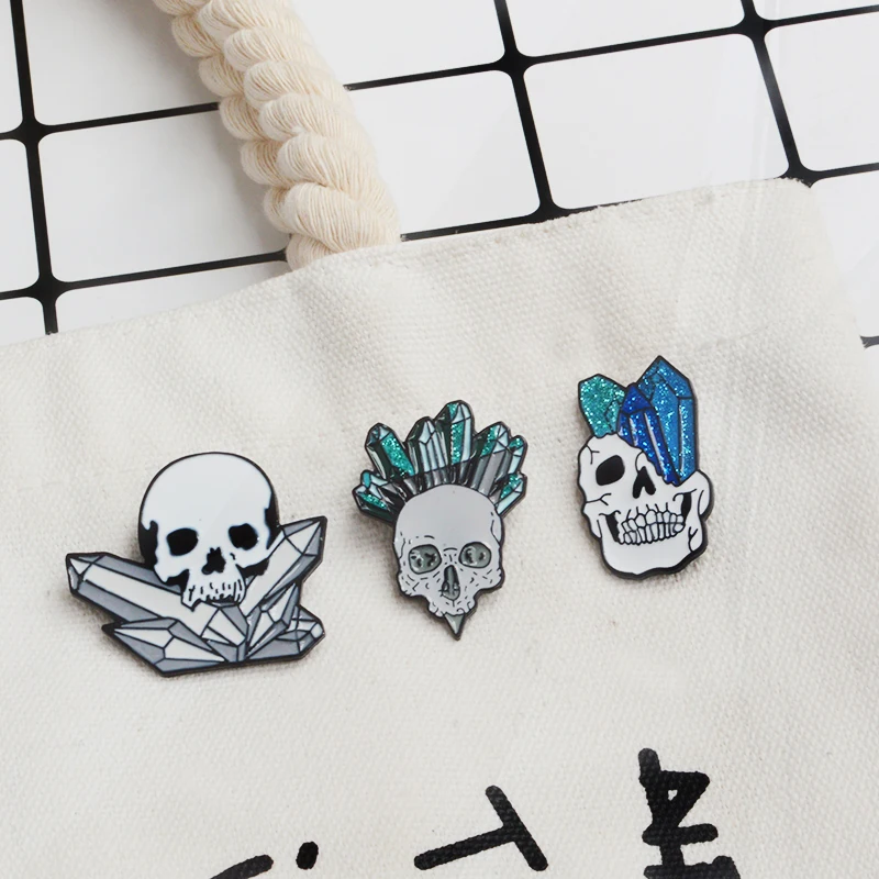 Insignias de calavera Unisex para mujeres y hombres, Broche de Calavera, Broche de esmalte, Broche de esqueleto de Halloween, joyería