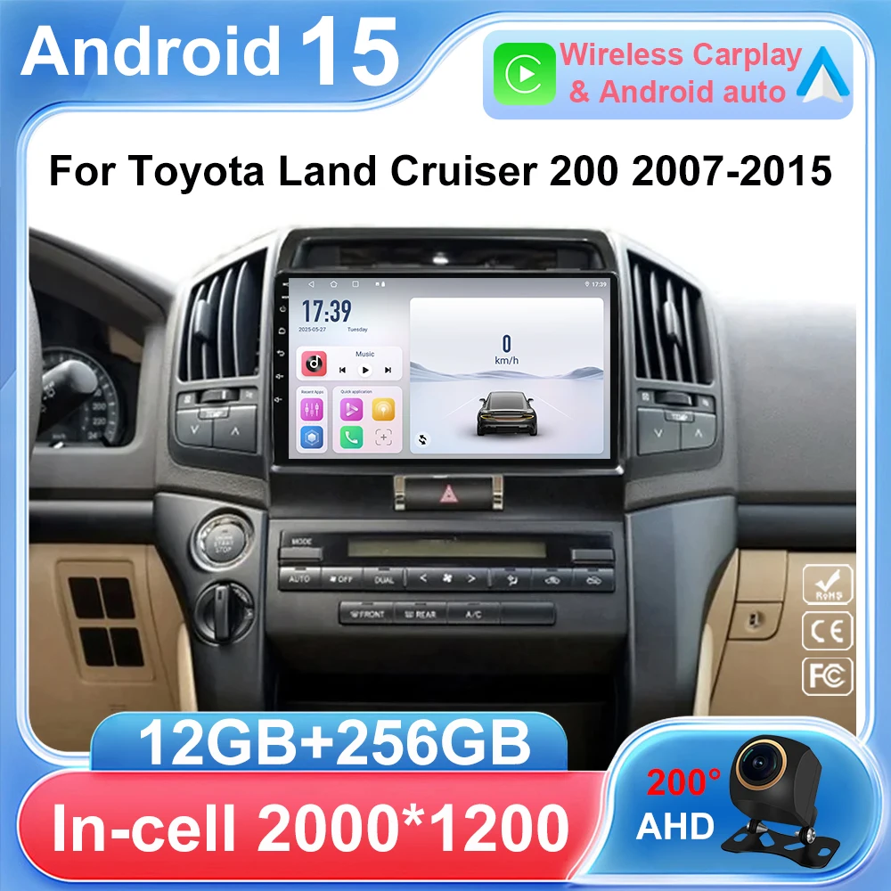 

Android Carplay Автомобиль для Toyota Land Cruiser 200 2007-2015 Авто Радио Мультимедийный плеер GPS-навигация WIFI 4G Carplay 2DIN DVD