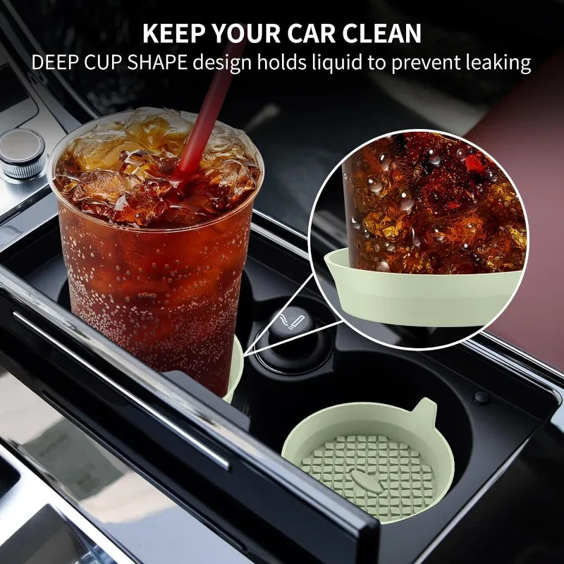 2Pieces Silicone Car Circular Coasters - Waterproof, Non-Slip Cup Holders with Splash Guard - Multi-Color Interior Accessories