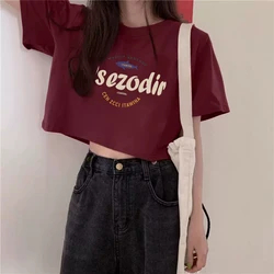 Korean Sweet Cool Style Short Sleeve T-Shirt Women Chic Summer New Ins Trend plus Size Pure Cotton Slimming Female Fashion