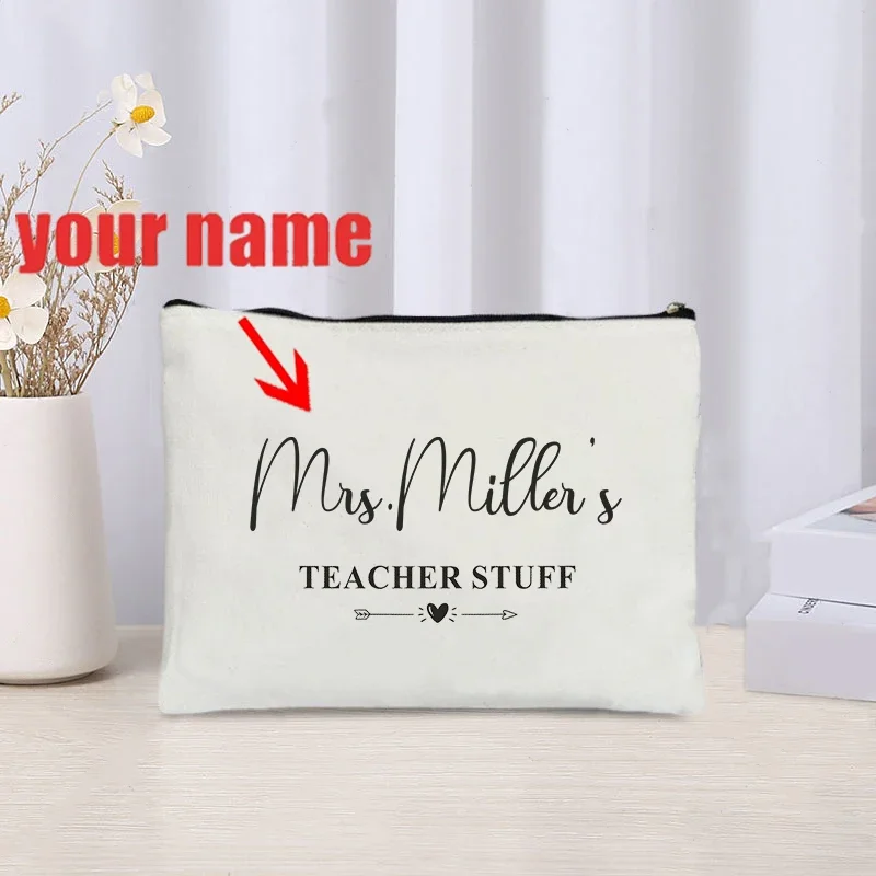 Bolsa de maquillaje personalizada para profesores, bolsa personalizada para cosas de profesores, regalo para el regreso a la escuela, regalo de agradecimiento para profesores, estuche para lápices, monedero personalizado