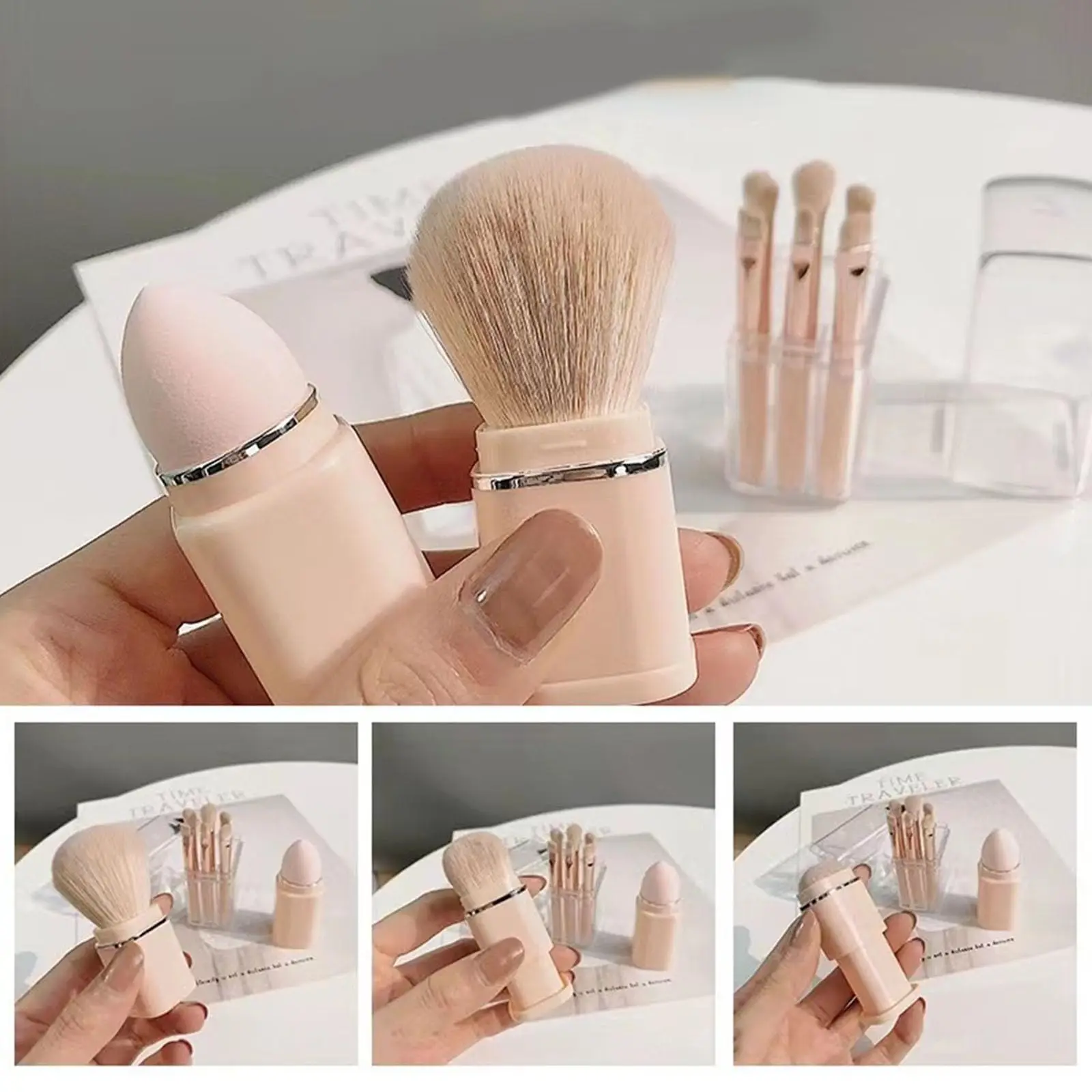 8-delige draagbare oogmake-upborstels met zachte nylon borstelharen Schoonheid Cosmetische accessoires Make-upborstelset