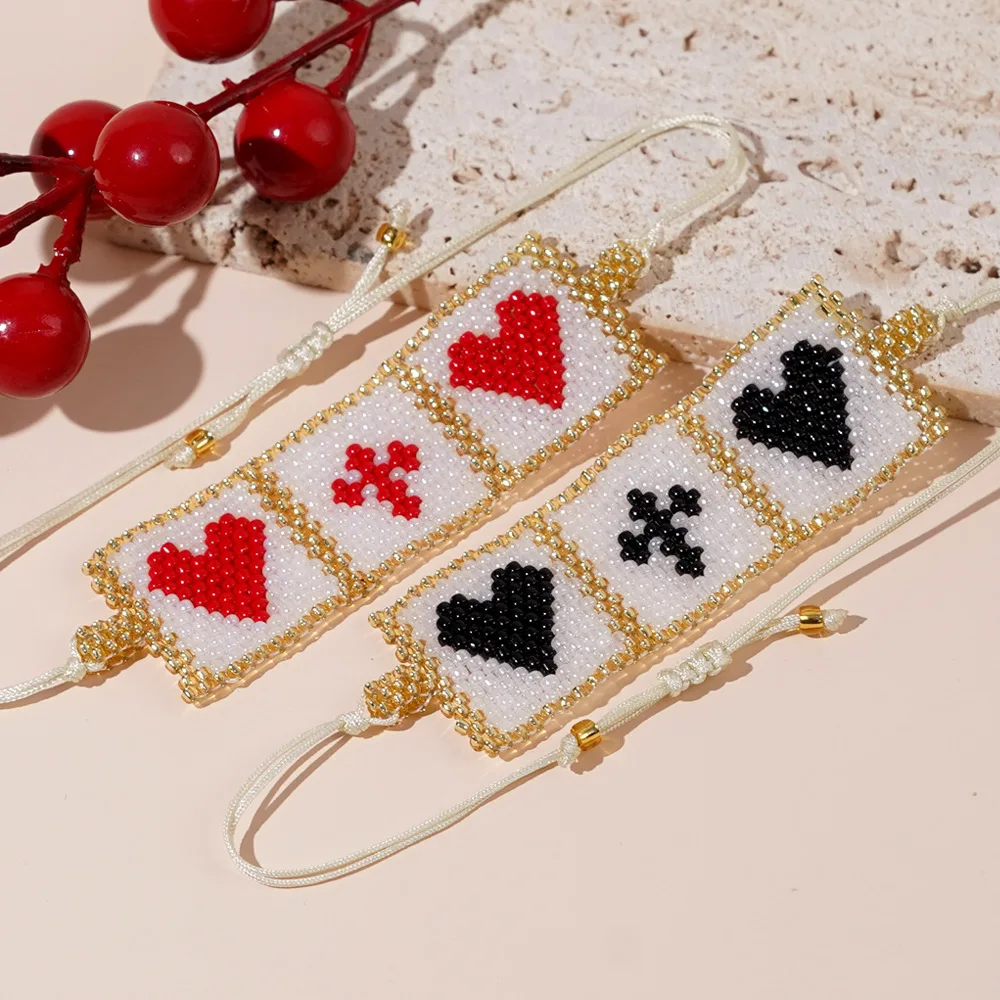 

Beaded bracelet Design Originality Heart-shaped Cross Hand knitting Bohemia Adjustable Tide Female Simple Rice bead bracelet