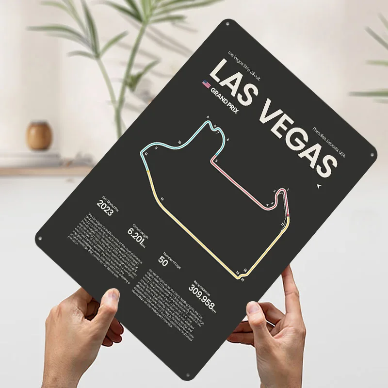 لاس فيغاس قطاع الدائرة المطبوعة الملصقات تخصيص جدار الفن الرجعية خمر معدن القصدير علامات لغرفة المنزل لوحة مخصصة العصا ديكو
