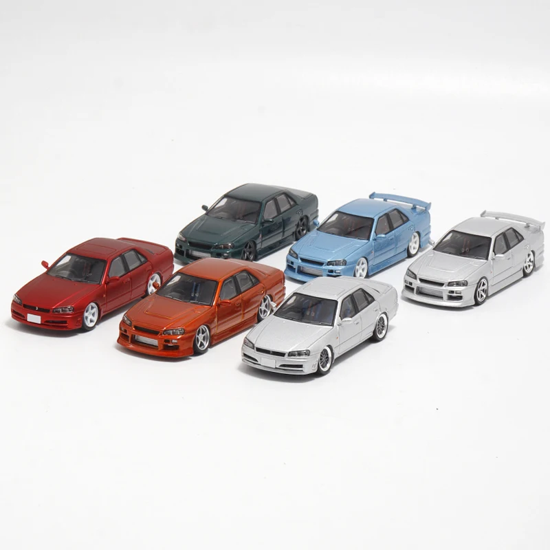 

1:64 Nissan Skyline ER34 Foshan Exhibition Модель автомобиля из литого под давлением сплава, игрушка для мальчиков, подарок на детский фестиваль, украшение для взрослых.