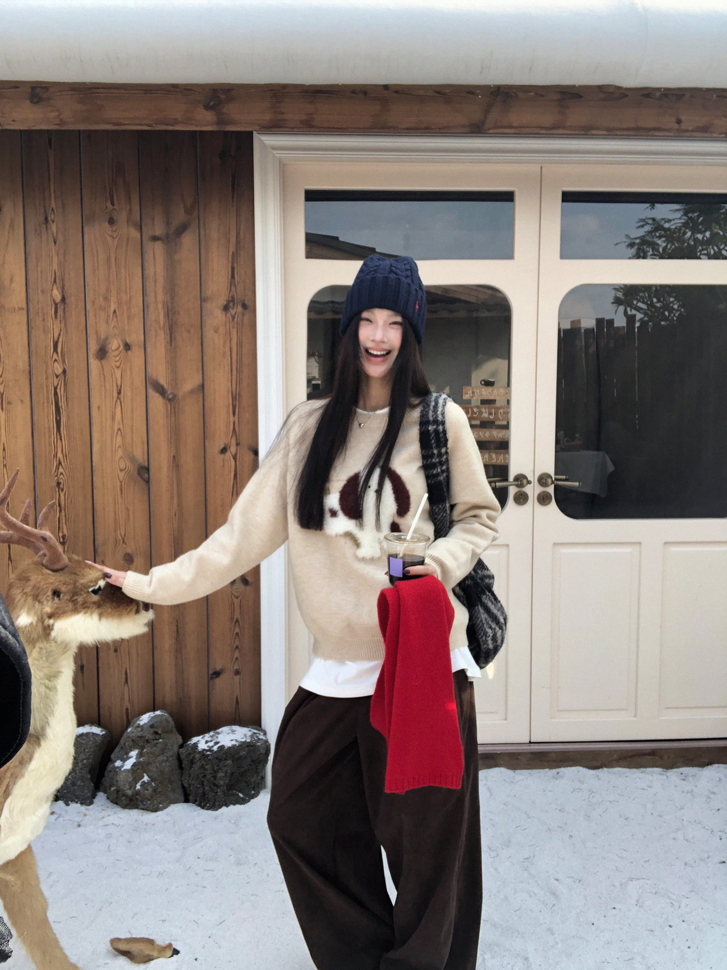 

Red Celebri Sweater Women's Winter Lazy High-End Long Sve Top Unique Design Beautiful Anti-Aging Knitted irt