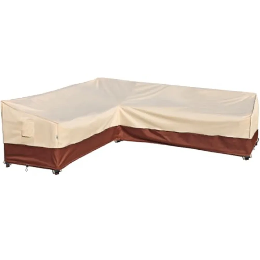 غطاء مقطعي خارجي لأثاث الفناء على شكل حرف L قماش ريبستوب مقاوم للماء عالي التحمل 600D مع حماية ضد الأشعة فوق البنفسجية 3 فتحة تهوية #1