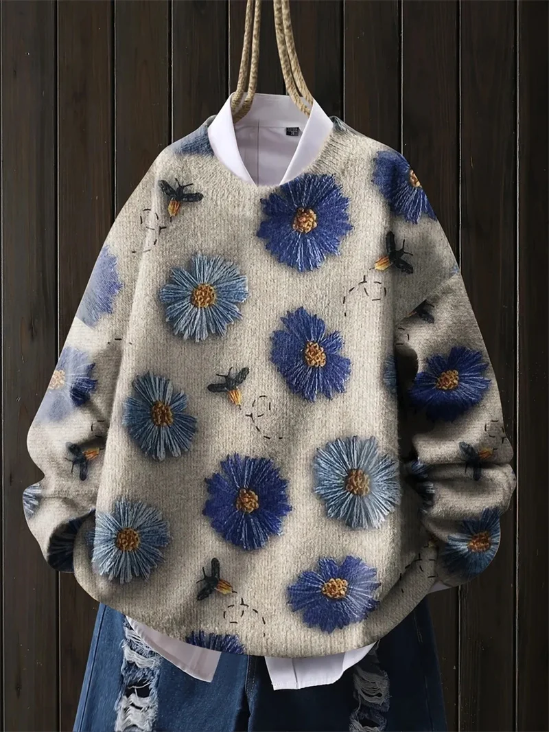 Women's Sweater Woman Clothes New Fashionable and Age-Reducing Fashion Pullover with beautiful design Loose printed sweater
