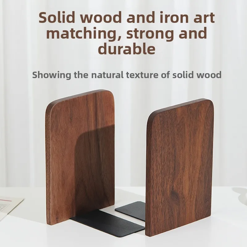 Buchstütze aus massivem Holz aus schwarzem Walnussholz, kreativ, einfach, für den Schreibtisch, Büro, Buchstütze, Buchständer, bewegliche Buchstütze, Aufbewahrungsdisplay