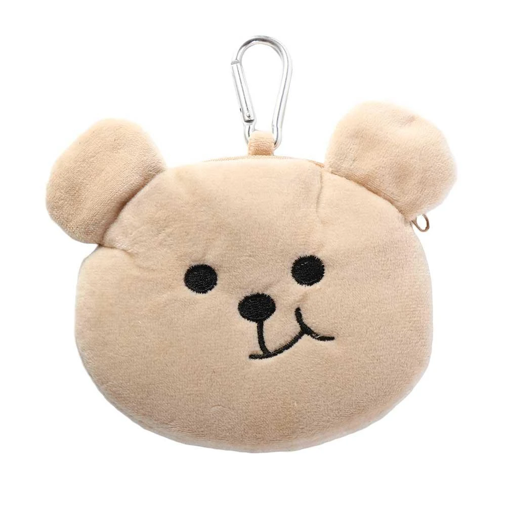 Porte-monnaie ours en peluche à fermeture éclair drôle, sac de rangement portable de dessin animé, portefeuille pour petits objets, sac pour enfants