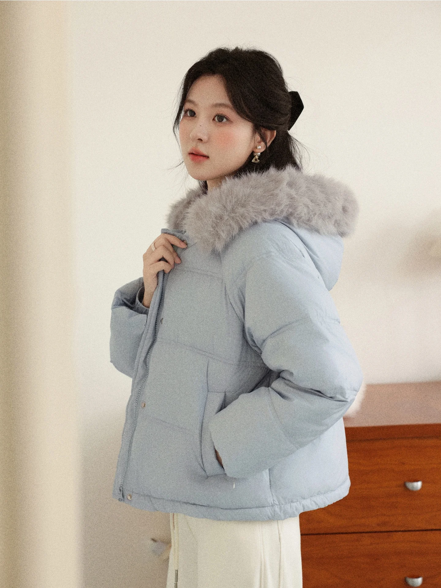 

South Deer Winter Travel Season Thiened Hooded ort down Jaet Women's Winter Warm Small Size Outerwear Du down Filling