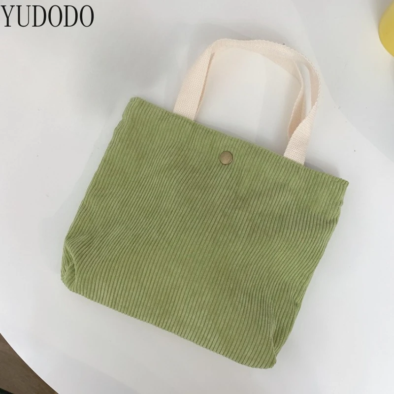 

YUDODO Small Handbags with Buckles Solid Corduroy Mini Tote Bags Light Weight Fashion Street Bags Cute Girl Outdoor Totes