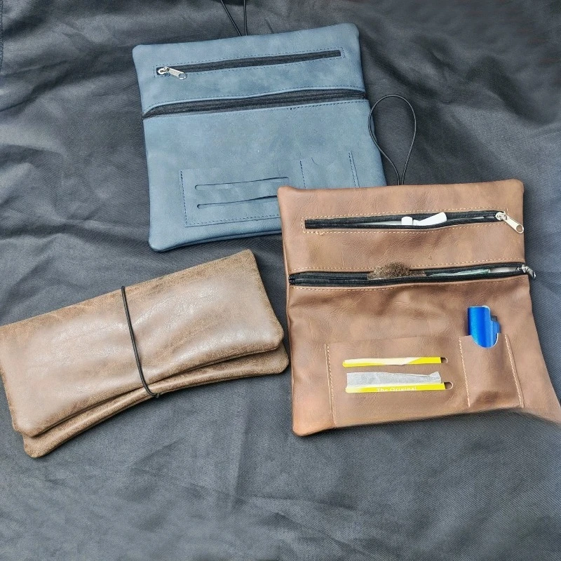 

Rope-Style Folding Portable Storage Bag:Hand-Rolled Foreskin with PU Imitation Leather Surface Multi-Functional Tobacco Bag