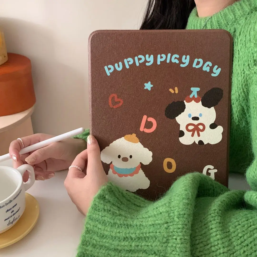 Cute Puppy With Pencil Holder for iPad 10.2 iPad Air 5th 4th Generation 10.9 iPad Pro 11 9.7 10.2 7 8 9th Air3 pro10.5 10th Case