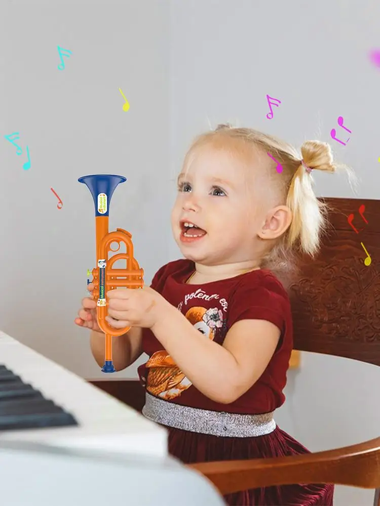 Zabawki muzyczne dla dzieci chłopców, edukacyjne symulowane instrumenty trąbkowe, zabawka symulująca trąbkę dla dzieci, niemowląt i maluchów.