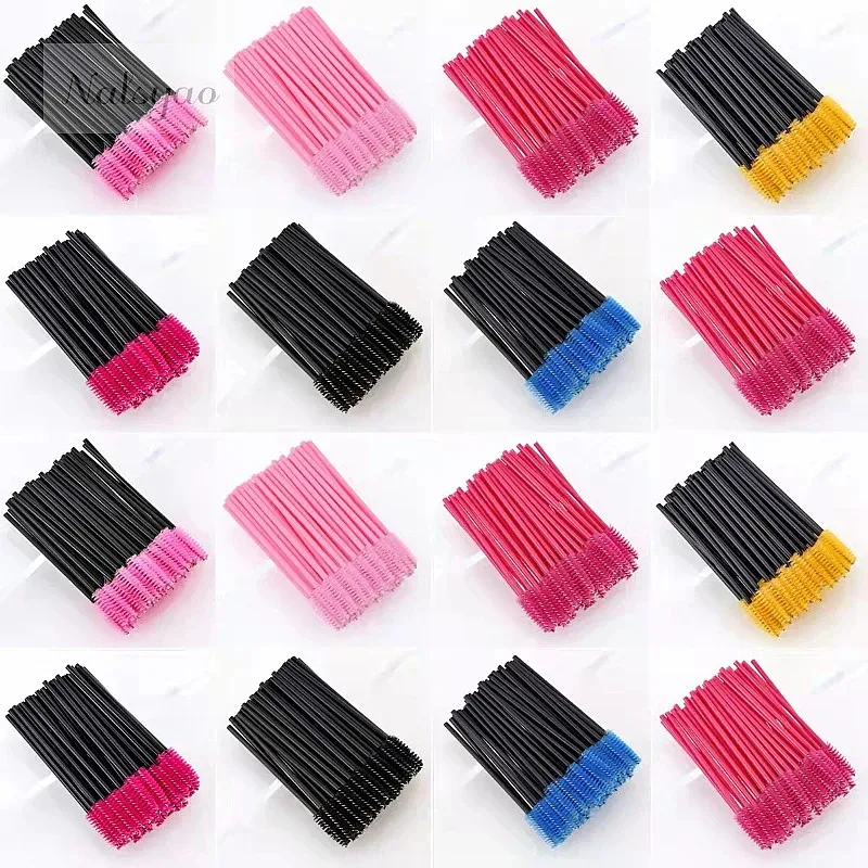 Wholesale 50/100 Disposable Eyelash Brush Extension Mascara Wand Applicator Flexible Bent Eyebrow Makeup