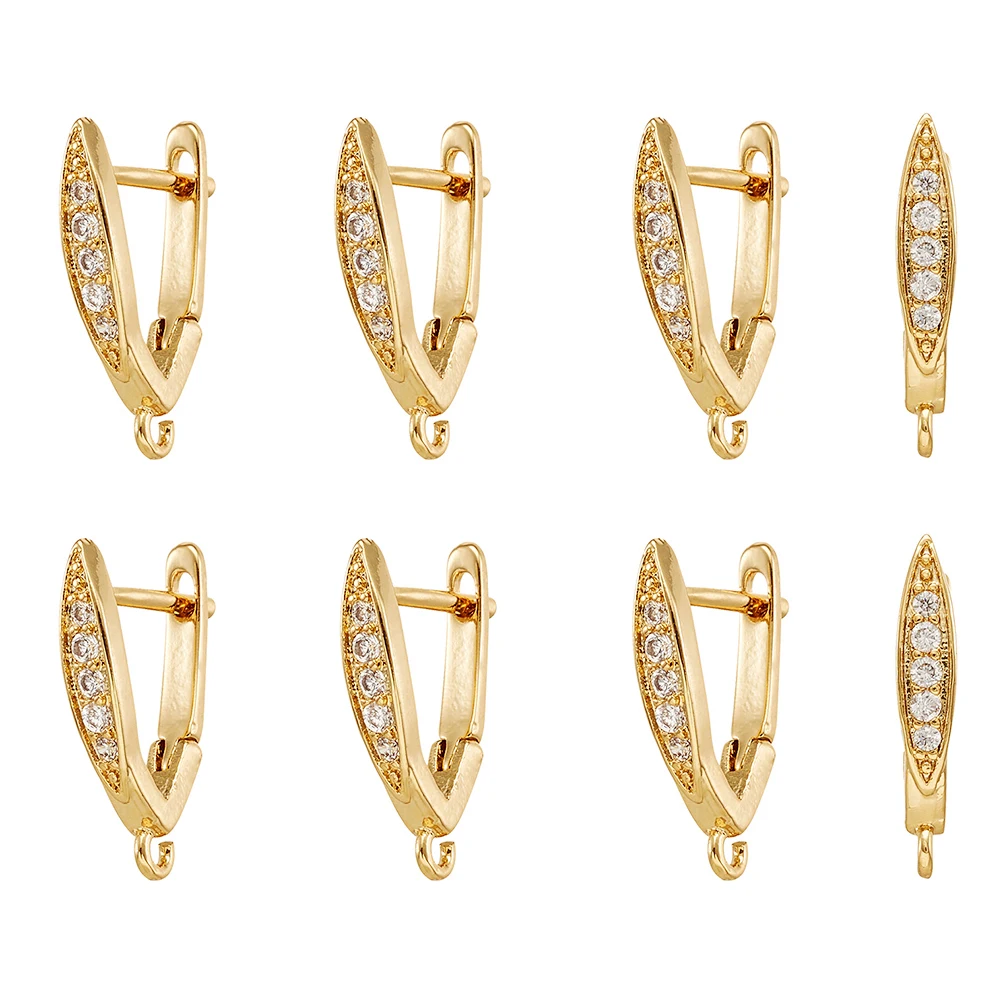 

20pcs Brass Micro Pave Cubic Zirconia Earring Hooks Clasp Findings for Jewelry Making Handmade Fashion Design Pin: 1.2mm