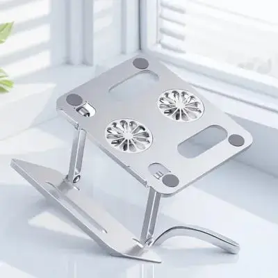 Notebook Cooler Dual Fan Aluminum Alloy Adjustable Cooling Stand Large Cooling Fan Rotatable Support for Under 17.3 Inch Gaming