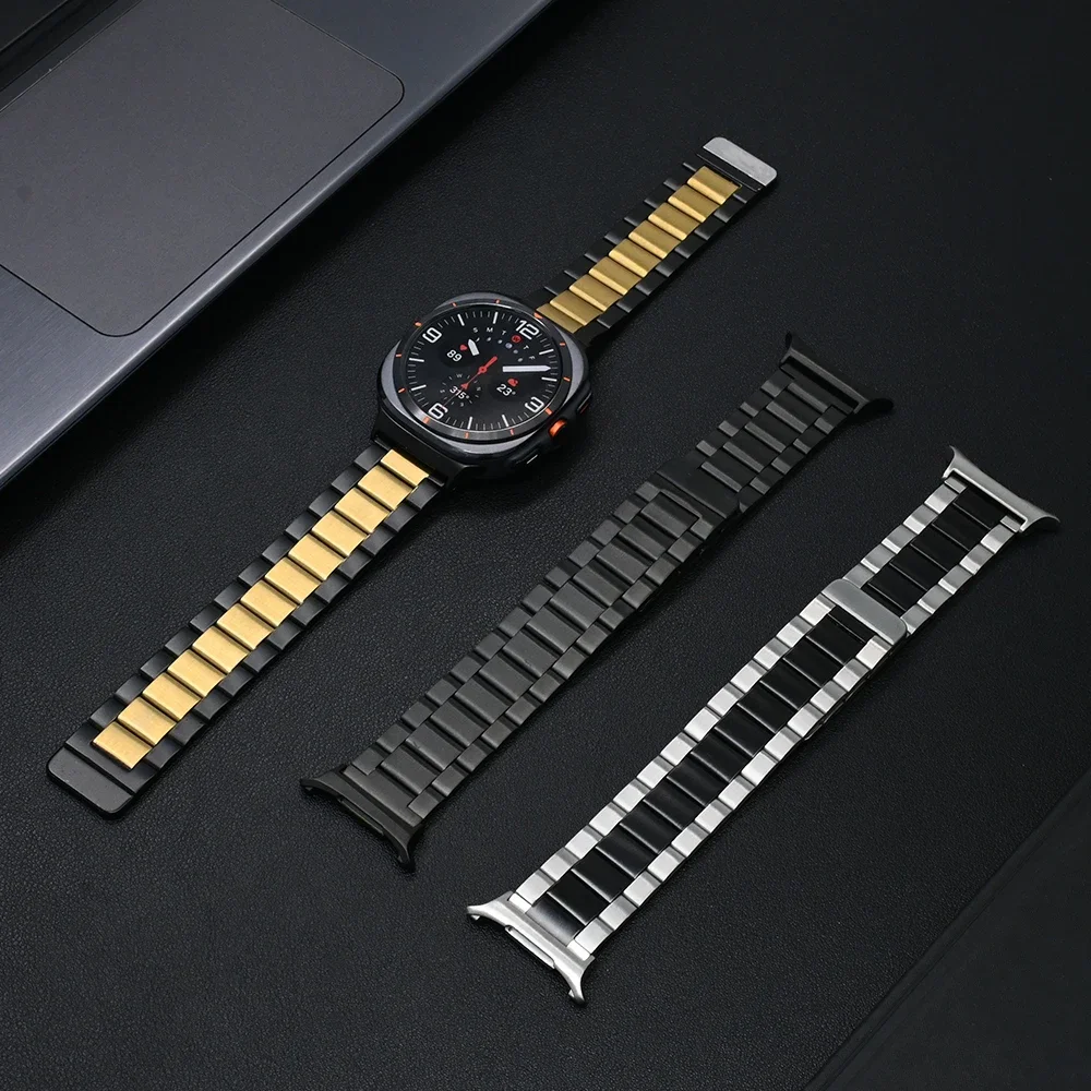 Gelang Stainless mewah magnetik, gelang Stainless mewah magnetik, untuk Samsung Galaxy Watch Ultra7 47mm, gelang bisnis pria untuk SAMSUNG ULTRA 7 47MM, tali tanpa celah