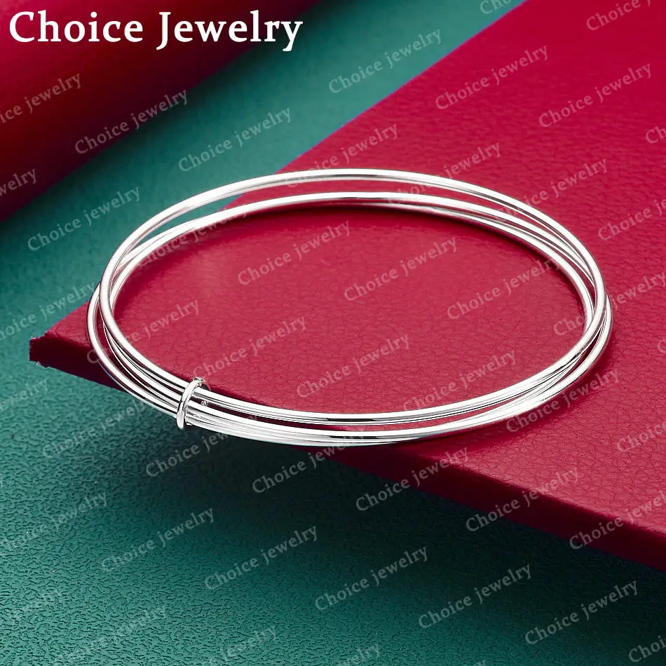 925 Sterling Silver Bangle Three Circle Bracelet For Women Jewelry Fashion Trend Party And Daily Wear